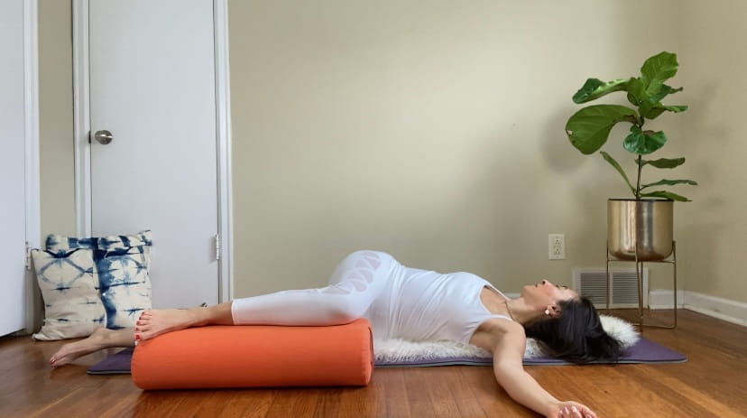 Private Yoga Instructor Santa Monica Los Angeles Catherine Tingey Yoga Reclined Supported Twist