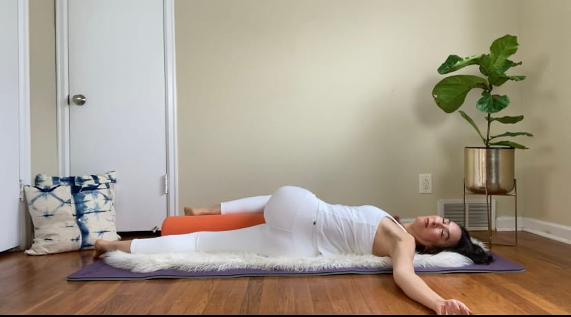 Private Yoga Instructor Santa Monica Los Angeles Catherine Tingey Yoga Reclined Supported Twist